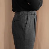Parma Herringbone Wool Blend Pleated Trouser