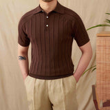 St. Barts Pleated Cotton Blend Short Sleeve Polo Shirt