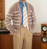 Oxford Striped Knitted Wool Blend Cardigan