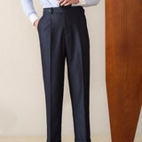 Lazio Herringbone Striped Straight Fit Pleated Trousers