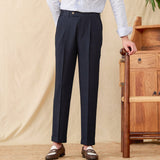 Livorno Seersucker Pleated Straight Fit Trousers