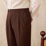 Livorno Seersucker Pleated Straight Fit Trousers