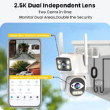4G Security Camera Outdoor | Dual Lens PTZ with Color Night Vision & 2.5K HD