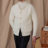 Geometric Wool Blend Long Sleeve Cardigan