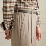 Hollywood Herringbone Straight Fit Double Pleated Trousers