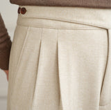 Moneglia Wool Blend Straight Fit Double Pleated Trousers