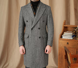 Naples Herringbone Wool Blend Double Breasted Coat
