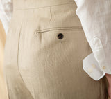 St. Julian Linen Straight Fit Pleated Trousers