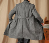 Naples Herringbone Wool Blend Double Breasted Coat