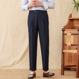 Livorno Seersucker Pleated Straight Fit Trousers