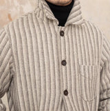Parma Herringbone Striped Wool Blend Work Shirt Jacket