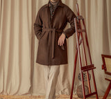 Perugia Belted Herringbone Wool Blend Coat
