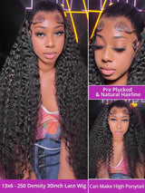 Deep Wave Hd Lace Front Human Hair Curly Wigs