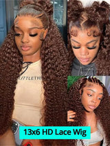 Chocolate Brown Deep Wave Human Hair Wig