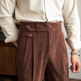 Corduroy Pleated Trousers