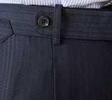 Lazio Herringbone Striped Straight Fit Pleated Trousers