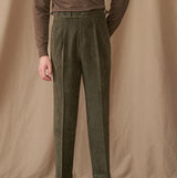 Cambridge Chenille Straight Fit Pleated Trousers