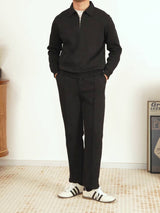 Cotton Half-Zip Collared Jumper