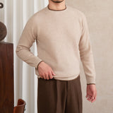 Firenze Textured Contrast Knit Wool Jumper