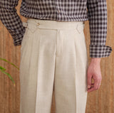 Basel Textured Straight Fit High Waisted Trousers