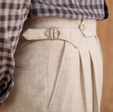 Basel Textured Straight Fit High Waisted Trousers