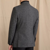 Dubai Wool Blend Herringbone Double Breasted Peak Lapel Jacket