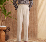 Basel Textured Straight Fit High Waisted Trousers