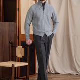 Dolomites Ribbed High Collar Wool Blend Cardigan