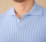 Antibes Ribbed Cotton Blend Short Sleeve Polo Shirt