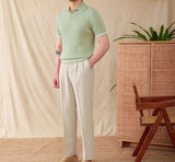 Antibes Ribbed Cotton Blend Short Sleeve Polo Shirt