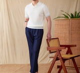 Antibes Ribbed Cotton Blend Short Sleeve Polo Shirt
