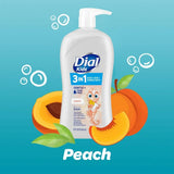Dial Kids All-in-One Hair, Body Wash & Bubble Bath – Tear-Free Peach Scent | 32 fl oz