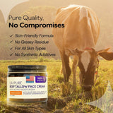 LA PURE Beef Tallow Face Cream – Grass-Fed with Aloe Vera & Hyaluronic Acid | 4 oz Deep Hydration