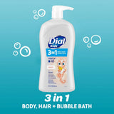 Dial Kids All-in-One Hair, Body Wash & Bubble Bath – Tear-Free Peach Scent | 32 fl oz