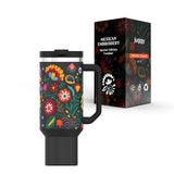 Mexican Embroidery 40oz Insulated Tumbler with Straw